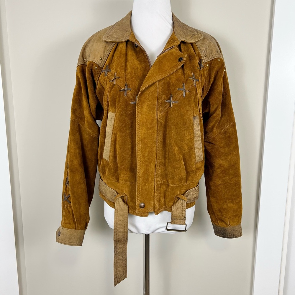 Vintage Western Tan Brown Suede Jacket - Picture 1 of 6